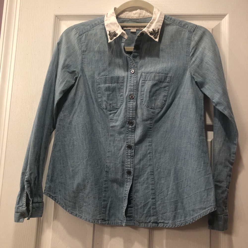 Loft Chambray Embellished Shirt